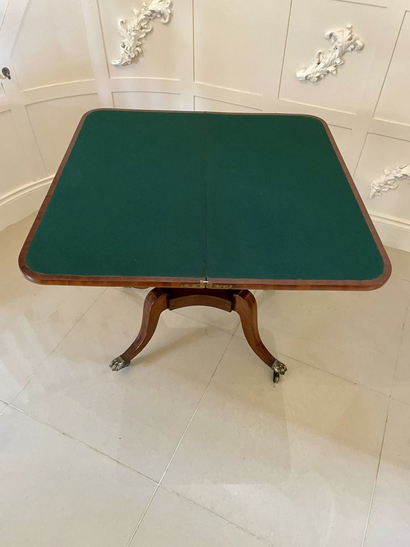 Quality Antique Regency Mahogany Inlaid Card/Side Table - Image 6